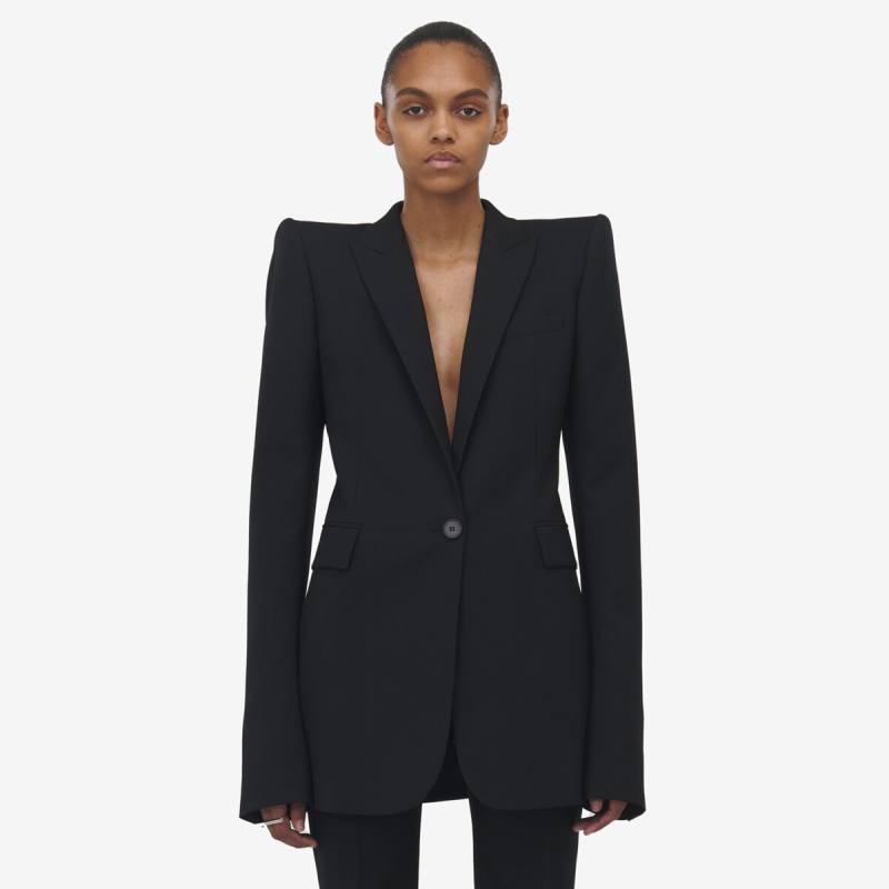 ALEXANDER MCQUEEN - Stacked Shoulder Single-breasted Jacket - Item 802299QJADK1000